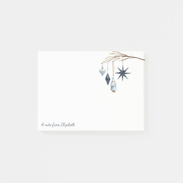 Bloco De Notas Feliz Natal,Branch,Bolas,Papai Noel,Estrelas (Frente)