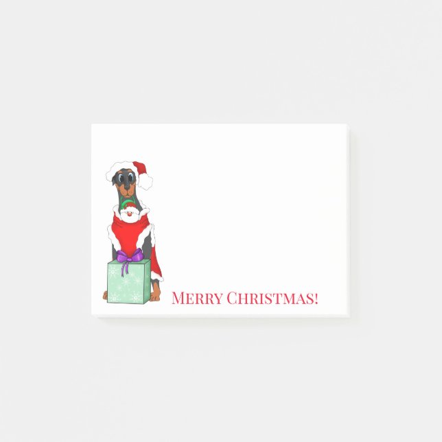 Bloco De Notas Feliz Natal Cachorro Doberman Natal (Frente)