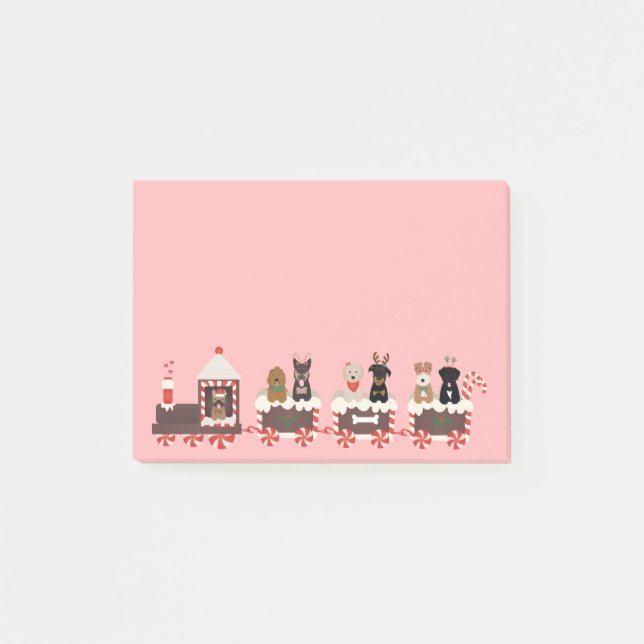 Bloco De Notas Feliz Natal de Cachorro Comboio (Frente)