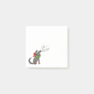 Bloco De Notas Feliz Natal do Lobo Engraçado Feriado