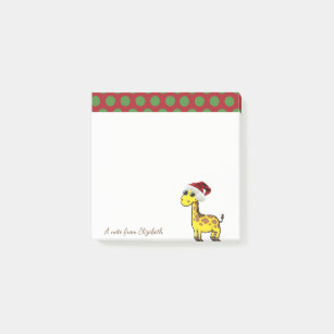 Bloco De Notas Feliz Natal, Giraffe Santa Hat - Personalizado