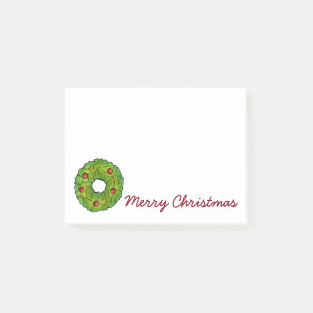 Bloco De Notas Feliz Natal Holly Wreath Cookie Xmas - Posto (Frente)