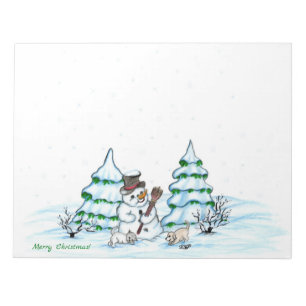 Bloco De Notas Feliz Natal! Neve com Cat e Puppy