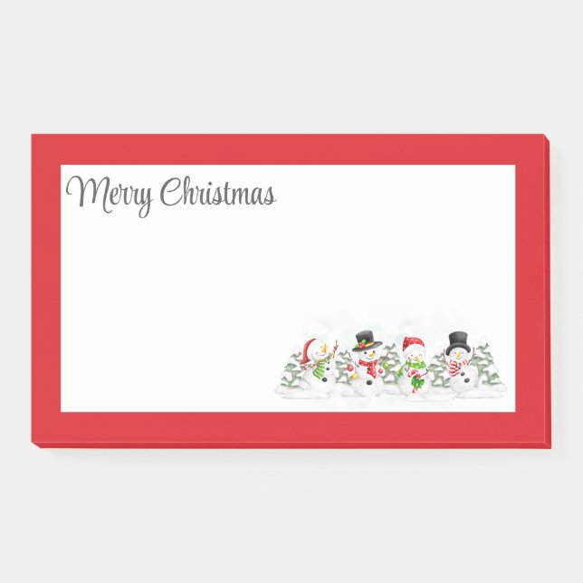 Bloco De Notas Feliz Natal Snowmen Notas de Posto (Frente)