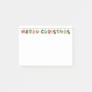 Bloco De Notas Feliz Natal texto colorido pendurado na garland