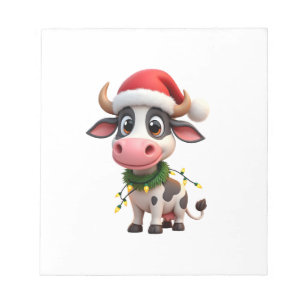 Bloco De Notas Feliz Natal Vaca Papai Noel Luzes de Natal Vaca Xm