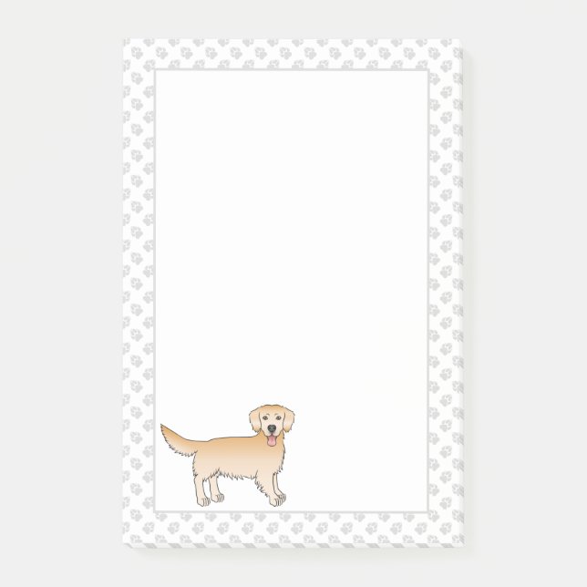 Bloco De Notas Feliz Ouro Amarelo Retriever Cão Cachorro Com Pata (Frente)