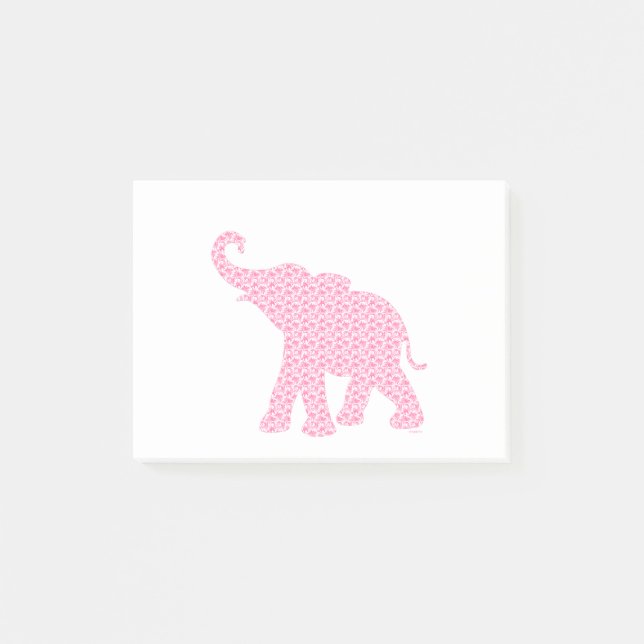 Bloco De Notas Feliz Pink Elephant-Art Pattern Cute (Frente)