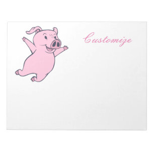 Bloco De Notas Feliz Porco Rosa Saltando Trovão_Cove
