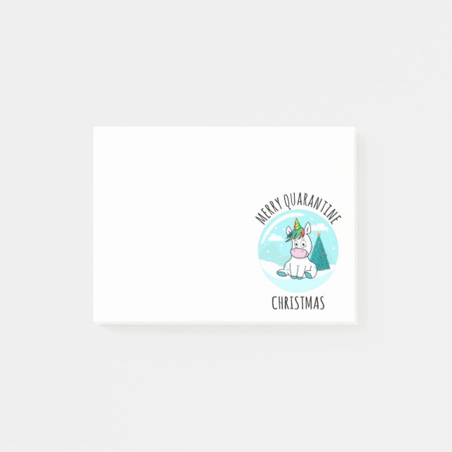 Bloco De Notas Feliz Quarantine Christmas Unicorn (Frente)