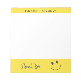 Bloco De Notas Feliz Rosto Sorrindo Obrigado Adicione Nome
