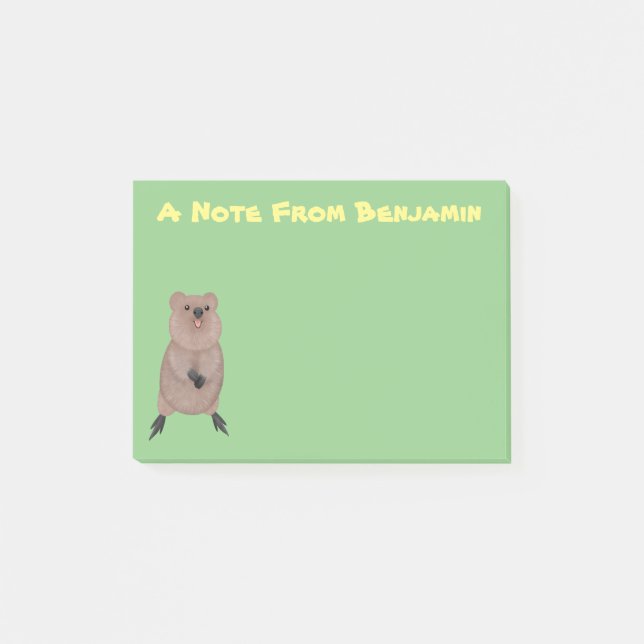 Bloco De Notas Feliz sorriso, design de desenho animado de quokka (Frente)