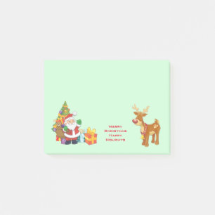 Bloco De Notas Felizes feriados com Papais noeis e Reindeer