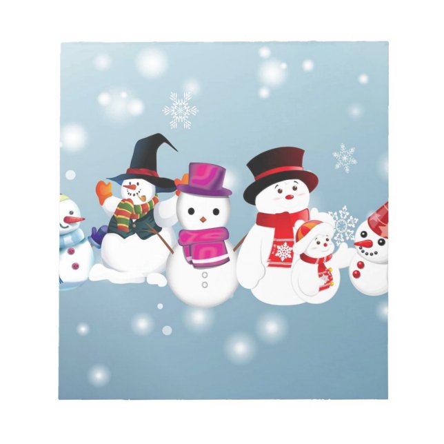 Bloco De Notas Felizes Feriados Snowmen (Frente)