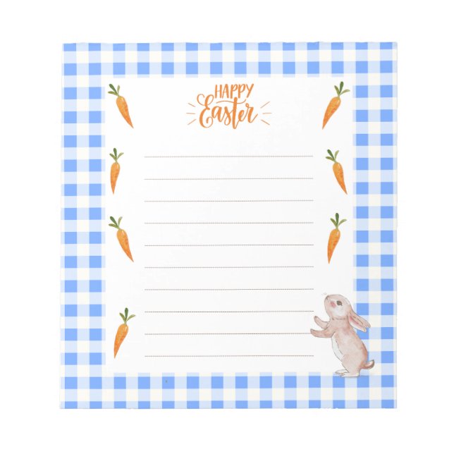 Bloco De Notas Felz pascoa com coelho e cenoura. (Frente)