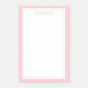 Bloco De Notas Feminina Elegante Rosa/Branco/Dourado Personalizad