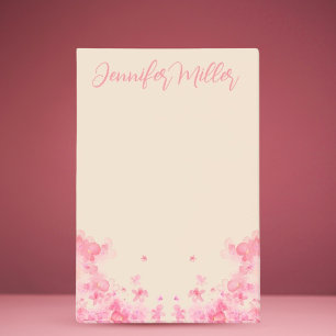 Bloco De Notas Feminina nomeada aquarela Sakura flores japonesas
