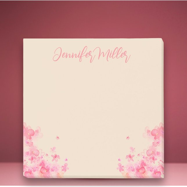 Bloco De Notas Feminina nomeada aquarela Sakura flores japonesas (Criador carregado)