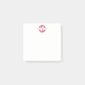Bloco De Notas Feminine Pink Circle Name Business Monogram