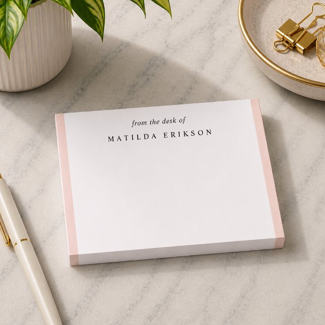 Bloco De Notas Feminino Elegante Chic Rosa Claro Adesivo (From the desk of stationery sticky notes for coworkers, teachers, solopreneurs, and writers.)