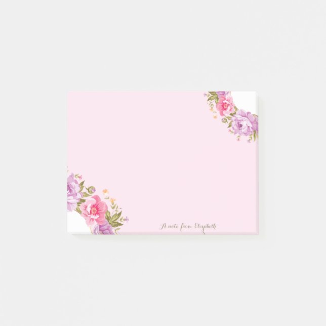 Bloco De Notas Feminino Fofo Elegante Chic Floral - Personalizado (Frente)