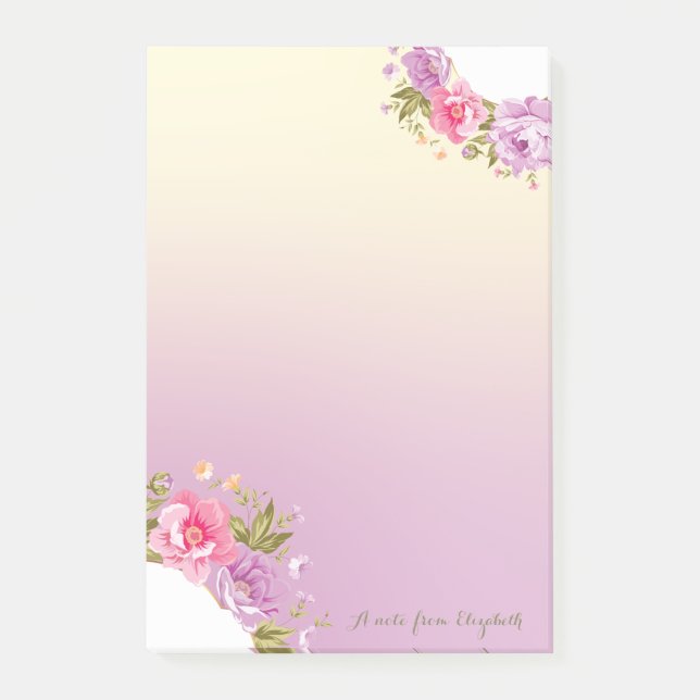 Bloco De Notas Feminino Fofo Floral Elegante - Personalizado (Frente)