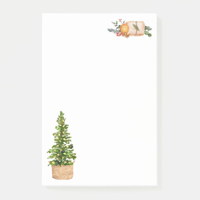 Bloco De Notas Feriado Holly Berry, presente na árvore de Natal (Frente)