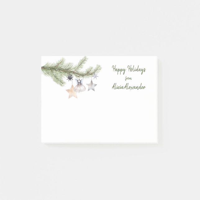 Bloco De Notas Feriados Felizes da Árvore de Natal Aquarela (Frente)