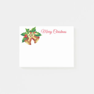 Bloco De Notas Feriados - Sinos de Holly e Posto-it-Notes
