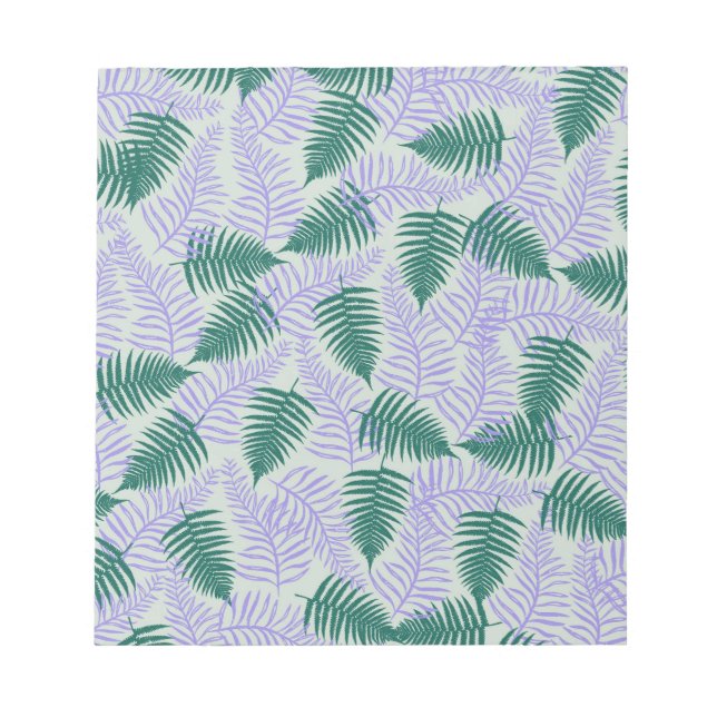 Bloco De Notas Fern roxo verde deixa padrão de flores retrô 70s (Frente)