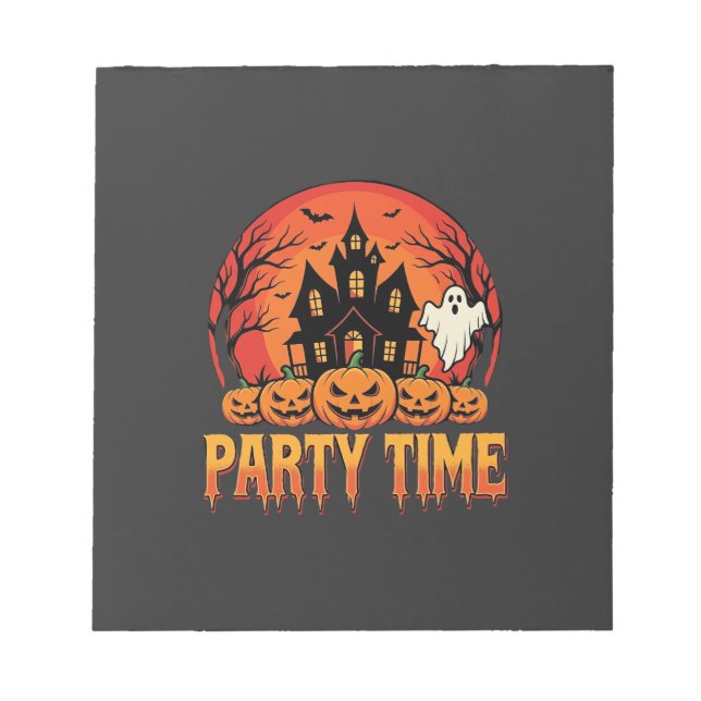 Bloco De Notas Festa de Halloween Fantasma Desenho de Abóbora_1 (Frente)