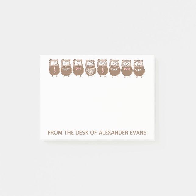 Bloco De Notas Fila de Corujas de Café (Frente)