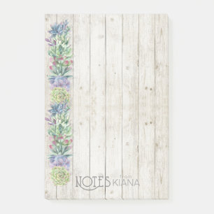 Bloco De Notas Fileira dos Succulents e ID515 Wedding de madeira