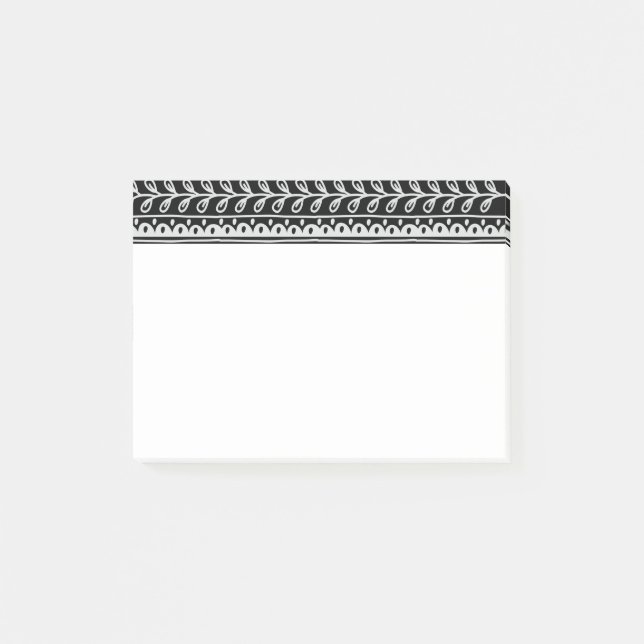 Bloco De Notas Fileiras de padrões rabiscados em preto e branco (Frente)