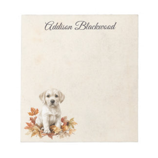 Bloco De Notas Filhote de Labrador Amarelo Folhas de Outono Perso
