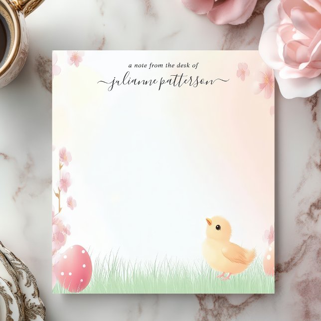 Bloco De Notas Filhote de Páscoa Fofo Flor de Primavera Nome Pers (Criador carregado)