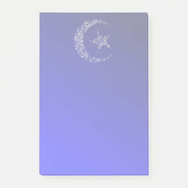 Bloco De Notas Filigree Crescent Moon e Star em azul (Frente)