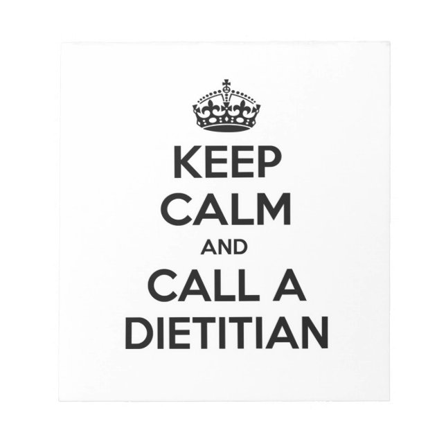 Bloco De Notas Fique calmo e chame um Dieticiano (Frente)