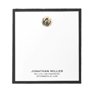 Bloco De Notas Firma de Lei de Quadro Preto do Logotipo Dourado P