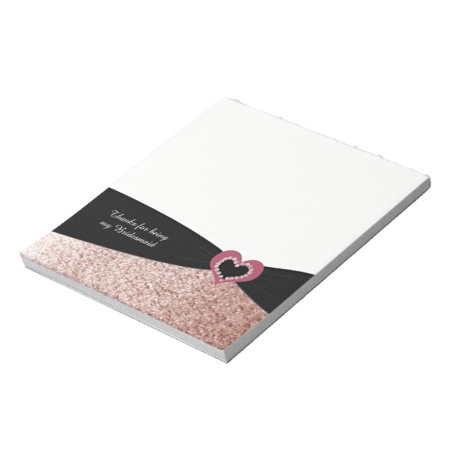 Bloco De Notas Fita Brilhante Dourado Rosa Bridesmaid Obrigada (Invertido)