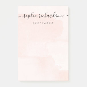 Bloco De Notas Flair minimalista Blush Watercolor e Script
