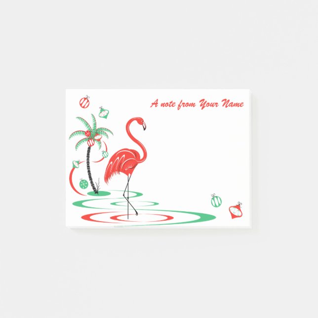 Bloco De Notas Flamingo Baubles Red Christmas Texto horizontal (Frente)