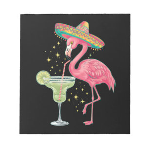 Bloco De Notas Flamingo Bebendo Margarita Engraçado Poncho Mexica