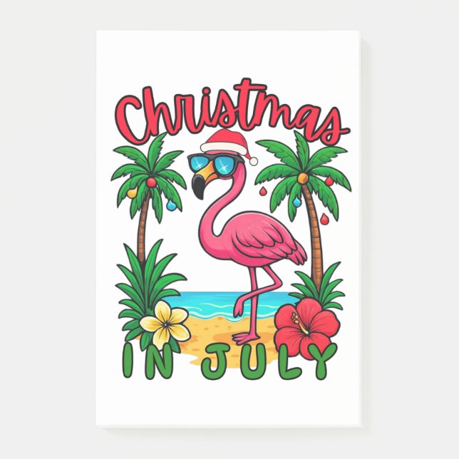 Bloco De Notas Flamingo de Natal em Julho (Frente)