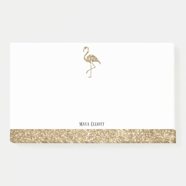 Bloco De Notas Flamingo e borda Dourada e branca (Frente)