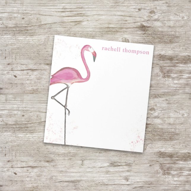 Bloco De Notas Flamingo Rosa Simples Chic Moderno em Aquarela (Criador carregado)