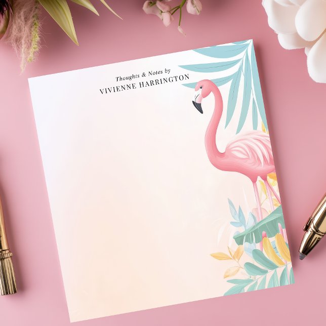 Bloco De Notas Flamingo Rosa Tropical Aquarela Personalizada  (Criador carregado)