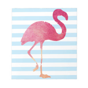 Bloco De Notas Flamingo, tiras azuis e brancas