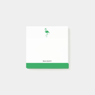 Bloco De Notas Flamingo Verde Branco e Borda com Nome