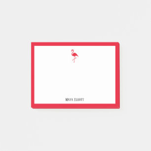 Bloco De Notas Flamingo Vermelho Brilhante e Borda em Branco com